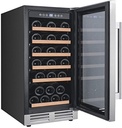 Avanti WCF281E3SS Wine Cooler Designer Series Freestanding Single-Zone Chiller, 28-Bottle Capacity with Vinyl Coated Pull-Out Shelves & Glass Door, LED Display, 15-Inch, Stainless Steel