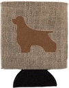 Caroline's Treasures BB1075-BL-BN-CC Cocker Spaniel Burlap and Brown BB1075 Can or Bottle Hugger Cooler Washable Drink Sleeve Collapsible Beverage Insulated Holder, Can Hugger, Multicolor