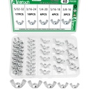 40PCS SAE Wing Nuts Assortment Kit, 5 Sizes- 5/32", 3/16", 1/4", 5/16", 3/8", Zinc Plated Wingnuts Fasteners, Parts Butterfly Wing Nut