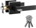 Entry Exterior Door Handle with Turn Lock, Heavy Duty Reversible Exterior Door Lever with Secure Key, Door Knobs Matte Black Finish for Front Entrance, Bedroom and Rooms