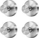 Silver Suction Cup Hooks for Shower Waterproof - No Drill Stainless Steel Towel Hooks for Bathroom Wall, Kitchen, Glass, Mirror, Tile - Ideal for Hanging Towels, Robes, and Loofahs(4 pcs)