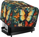 4 Slice Toaster Cover with Pocket Universal Size Toasters Dusts Covers Colorful Butterfly Embroidery Paintings Bread Machine Cover & Protection Bread Machine Protector Small Kitchen Appliance Covers
