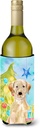 Caroline's Treasures BB9401LITERK Yellow Labrador Christmas Wine Bottle Hugger Bottle Cooler Sleeve Hugger Machine Washable Collapsible Insulator Beverage Insulated Holder