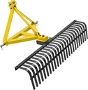 60" 3 Point Rock Rake for Tractors, Heavy-Duty Landscape Rake with 360° Rotation, Category 1 Hitch Attachment, Tow-Behind Pine Straw Harrow for Garden, Lawn Care, Farm, Black & Yellow