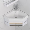 Corner Bathroom Sink, Corner Wall Ceramic Bathroom Sink, Wall Corner Bathroom Vanity, Mount Bathroom Sink, Bathroom Sink with Towel Rack(15inchx38cm)