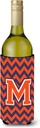 Caroline's Treasures CJ1042-MLITERK Letter M Chevron Orange and Blue Wine Bottle Hugger Bottle Cooler Sleeve Hugger Machine Washable Collapsible Insulator Beverage Insulated Holder