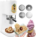 Commercial Spaghetti Ice Cream Maker - 80W Stainless Steel Machine with 0.42L Hopper & 4 Noodle Shape Molds - Easy to Use for Gelato, Desserts & Ice Cream Shops