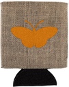 Caroline's Treasures BB1043-BL-OR-CC Butterfly Burlap and Orange BB1043 Can or Bottle Hugger Cooler Washable Drink Sleeve Collapsible Beverage Insulated Holder, Can Hugger, Multicolor
