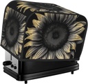 Sunflower Black 2 Slice Toaster Covers Dustproof Splash-Proof Bread Machine Cover Fingerprint Protectors Small Washable Kitchen Appliance Cover Universal Size