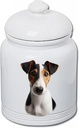 Best of Breed Fox Terrier Tri Dog and Cat Ceramic Treat Jar 9" Tall Air Tight Seal All White