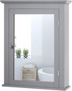 Tangkula Bathroom Cabinet with Mirror, Mirrored Wall-Mounted Storage Medicine Cabinet w/Single Door & Adjustable Shelf in 5 Positions, Multipurpose Wall Cabinet for Bathroom (Gray)