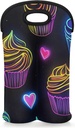 Cupcakes Wine Carrier Tote Bag 2 Bottles Neon Colors Beer Water Bottle Tote with Carry Handle Carrying Protective Holder Bag for Travel Party Picnic