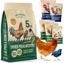 Hatortempt Chicken Feed Dried Mealworms - 5 Lb, Non-GMO & Organic - High-Protein Mealworms for Wild Birds & Ducks, Chicken Treats & Bird Food