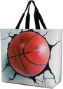 Reusable Grocery Bags, Reusable Shopping Bags Foldable with Handles Grocery Tote Bag Heavy Duty for Groceries Basketball Ball Printed, 40x40x16cm