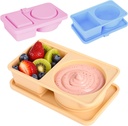 3 Pack Silicone Snack Containers with Lids, Double Compartment Reusable Snackle Box Container, Dressing Containers, Small Food Box for Lunch, Travel, Office, Picnic
