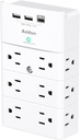 Multi Plug Outlet - Addtam Surge Protector Wall Mount with 12 Outlet Extender- 3 Sides and 3 USB Ports (1 USB-C), Outlet Splitter Power Strip for Home, Office, Hotel, White