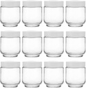 Hedume 12 Pack 6oz Clear Glass Jars with White Lids for Spices, Party Favors, Jams etc.