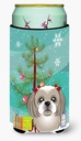 Caroline's Treasures BB1622TBC Christmas Tree and Gray Silver Shih Tzu Tall Boy Hugger Can Cooler Sleeve Hugger Machine Washable Drink Sleeve Hugger Collapsible Insulator Beverage Insulated Holder