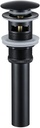 Black Bathroom Sink Drain Stopper Solid Brass Pop up Drain with Overflow for Basin Sink Lavatory Vanity Sink