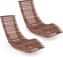 Giantex Outdoor Chaise Lounge Chair - Set of 2 Acacia Wood Outdoor Lounger, Patio Lounge Chair with Slatted Design, Rocking Chair, Patio Rocker for Sunbathing, Poolside, Beach Lounge Chairs