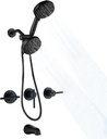 3 Handle Tub Shower Faucet Matte Black Bathtub Shower Faucet Set with Tub Spout, 3 Knob Shower Tub Faucet Set, Wall Mount