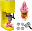 Multi-shape Spaghetti Ice Cream Press Machine 420ml Hopper Stainless Steel Gelato Machine with 4 Shape Molds Soft Serve & Ice Cream Maker,for Ice Cream Store,Bars,Cafes Yellow