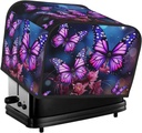 4 Slice Toaster Cover with Two Pockets for Storing knife Super Soft Appliance Cover Purple Butterflies Dust Cover for Kitchen Small Oven Cover Kitchen Bread Machine Protector Cover
