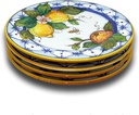 Italian Ceramic dinnerware set - Hand Painted kitchen Small Dishes sets for 4 - Made in ITALY Tuscany - Italian Pottery dinner plates - Home Decor Lemons Ischia Ceramics salad dishes set