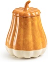 Fall Pumpkin Figural Reactive Glaze Jar with Silicone Seal Lid (Orange)