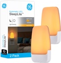 GE Sleeplite Night Lights Plug Into Wall, Dusk to Dawn Sensor, Ambient Lighting, Sleep Aid, Bathroom Décor, LED Lights for Bedroom, Apartment Essentials, Smart Home ,76135, Amber, 2 Pack