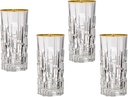 Godinger Highball Glasses Beverage Glass Cup Set, Goblets, DOFs Gold Rim Milana Set of 4