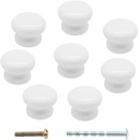 8PCS Wood White Drawer Knobs, 1-3/8 Inch Mushroom Shape Wooden Cabinet Furniture Knobs Pulls Handles for Home Office Wardrobe Dresser Storage Cupboard