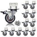 12 Pcs 2 Inch L-Shape Plate Swivel Caster (4 casters Load Capacity 600 lbs) with Brake Caster for Furniture, Appliances, Cribs, Workbenches, Etc