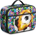 Soccer Ball Sport Lunch Box For Kids Girls Boys，Fun Colorful Gamepad Soccer Football Ball Lunch Bag Box，Cooler Tote Reusable Insulated Bag Gifts For Office Picnic Travel Work School