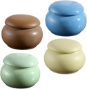 Ciieeo 4pcs Mini Tea Canister Portable Ceramic Jar Storage Jars Lids for Tea Snack Pot Beans Powder Dispenser Decorative