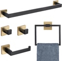 TURS Bathroom Hardware Set 5-Pieces Black and Gold Towel Bar Holder Set 24 Inch SUS304 Stainless Steel Bath Accessories Kit Towel Rack Set for Bathroom Wall Mounted.
