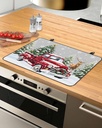 Christmas Countertop Burners Protection Mats for Kitchen, Christmas Truck Winter Snowflake Gray Rubber Stove Top Cover Mat, Heat Proof Mats Cooktop Cover for Counter Dish Drying Mat, 31"x24"