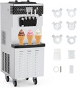 Commercial Soft Serve Ice Cream Machine 220V/2450W - 3-Flavor Dispenser, 5.8-7.9 GPH Output, Auto-Clean & LCD Touch Screen for Restaurants, Bars, Snack Shops