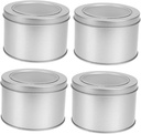 BESTOYARD 4pcs Round Tin Cans Lids Candy Dish Lid Candy Bowls for Buffet Tinplate Case