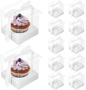 VGOODALL Clear Cupcake Containers, Individual Cupcake Boxes, 3.5x3.5x3.5 Inches, Set of 12 with White Insert and Ribbon for Birthday Wedding Party