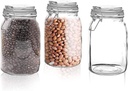 Set of 3 Glass Mason Jar with Airtight Lid 50 Ounces | Glass Storage Container for Food, Flour, Pasta, Coffee, Candy, Dog Treats, Snacks