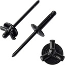 ISPINNER 50pcs 3/16" x 1" Large Head Tri-Fold Exploding Aluminum Pop Rivets (Black)