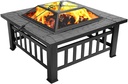 Fire Pit Table 32in Square Metal Firepit Stove Backyard Patio GFireplace for Camping, Outdoor Heating, Bonfire and Picnic