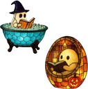 Halloween Ghost Bathtub Night Light, LED Reading Book Decoration, 2pcs