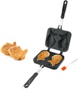 Taiyaki Fish Shape Cake Pan Waffle Cake Maker Fish-Shaped Pancake Double Pan Mold for Home Cooking with Silicone Oil Brush