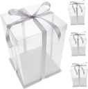 4pcs Plastic Cake Boxes Birthday Cake Packing Container Transparent Lid for Safe Dessert Storage for Parties and Outdoor Events