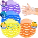 96 PACK Urinal Deodorizer Screen with 100 Gloves-3D Wave Anti-Splash Odor Protection Urinal Cakes for Men Toilets, Four Scents Urinal Mats
