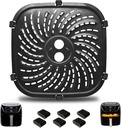 GCQ Air Fryer Replacement Parts for PowerXL Vortex Pro 6 QT Air Fryer, Oval 8.67''*8.67''Food Grade Stainless Steel Air Fryer Accessories Grill Pan Crisper Plate Tray Rack with Rubber Bumpers