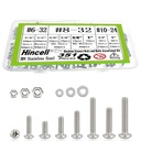 351Pcs #6-32#8-32#10-24 Machine Screws Nuts and Bolts Assortment Kit,Phillips Pan Head Assorted 304 Stainless Steel Bolts Nuts Flat Washers Bolt with Case