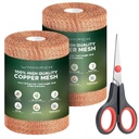 3rd Gen Copper Mesh Rodent Control Kit, 100% Pure Copper Wool for Slugs Snail Pest Bird Mice Rat Control, 2 Rolls Mesh Roll Wrap Wire with Scissors